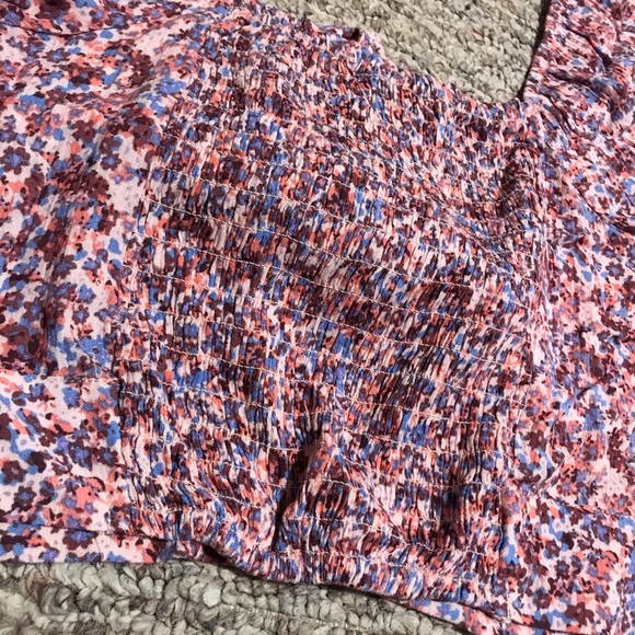 Wild Fable Pink Floral Puff Sleeve Crop Top Tied Front - Picture 7 of 7